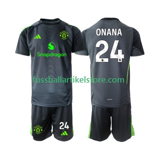 Manchester United Auswärtsausrüstung Torwart Andre Onana 24 2025-2026 Kinder Set(Trikot und Hose) S/S