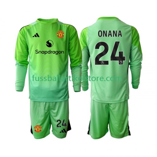 Manchester United Viertesausrüstung Torwart Andre Onana 24 2025-2026 Kinder Set(Trikot und Hose) L/S