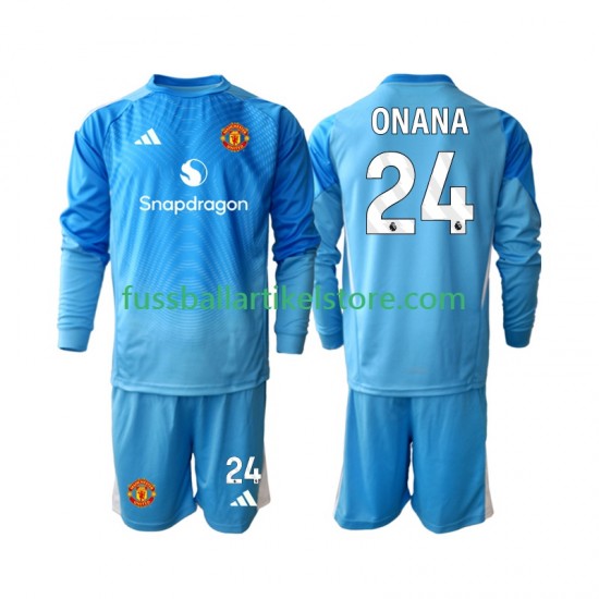 Manchester United Heimausrüstung Torwart Andre Onana 24 2025-2026 Kinder Set(Trikot und Hose) L/S