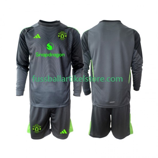 Manchester United Auswärtsausrüstung Torwart 2025-2026 Kinder Set(Trikot und Hose) L/S