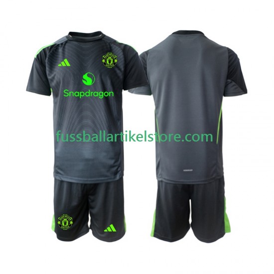Manchester United Auswärtsausrüstung Torwart 2025-2026 Kinder Set(Trikot und Hose) S/S