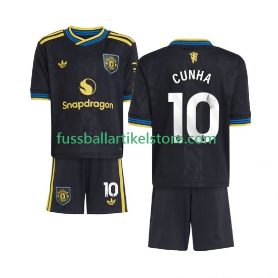 Manchester United Ausweichausrüstung Matheus Cunha 10 2025-2026 Kinder Set(Trikot und Hose) S/S
