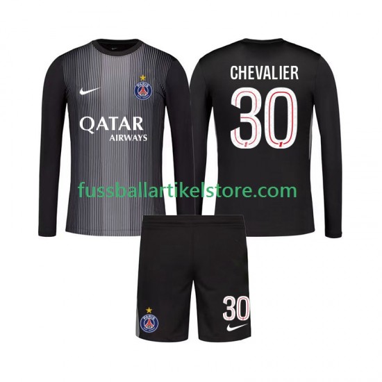 Paris Saint-Germain Heimausrüstung Torwart Lucas Chevalier 30 2025-2026 Kinder Set(Trikot und Hose) L/S