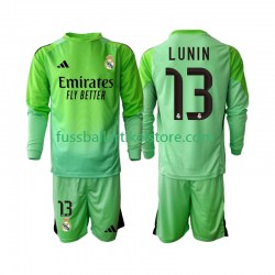 Real Madrid Auswärtsausrüstung Torwart Andriy Lunin 13 2025-2026 Kinder Set(Trikot und Hose) L/S