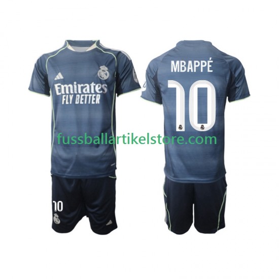 Real Madrid Auswärtsausrüstung Mbappé Kylian 10 2025-2026 Kinder Set(Trikot und Hose) S/S