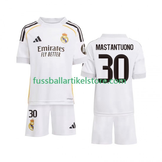 Real Madrid Heimausrüstung Mastantuono 30 2025-2026 Kinder Set(Trikot und Hose) S/S