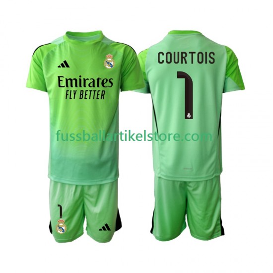 Real Madrid Auswärtsausrüstung Thibaut Courtois 1 2025-2026 Kinder Set(Trikot und Hose) S/S