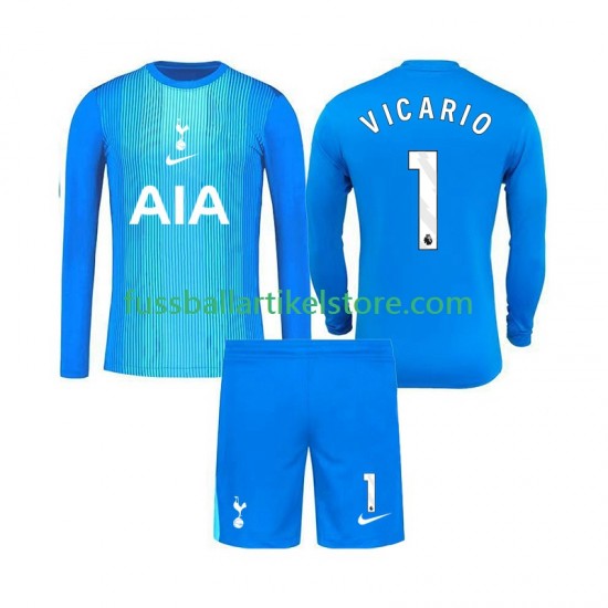 Tottenham Hotspur Auswärtsausrüstung Torwart Guglielmo Vicario 1 2025-2026 Kinder Set(Trikot und Hose) L/S