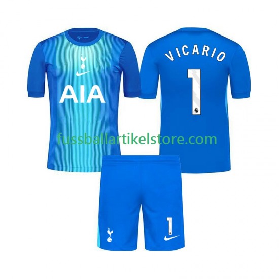 Tottenham Hotspur Auswärtsausrüstung Torwart Guglielmo Vicario 1 2025-2026 Kinder Set(Trikot und Hose) S/S