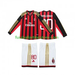AC Mailand Heimausrüstung RONALDINHO 80 Retro 2013 2014 Kinder Set(Trikot und Hose) L/S