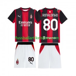 AC Mailand Heimausrüstung Ronaldinho 80 2026-2027 Kinder Set(Trikot und Hose) S/S