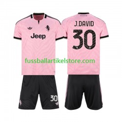 Juventus Turin Auswärtsausrüstung Jonathan David 30 2026-2027 Kinder Set(Trikot und Hose) S/S