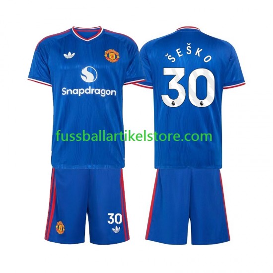 Manchester United Auswärtsausrüstung Benjamin Sesko 30 2026-2027 Kinder Set(Trikot und Hose) S/S