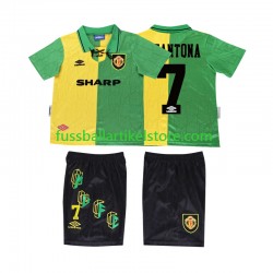 Manchester United Ausweichausrüstung CANTONA 7 Retro 1992 1994 Kinder Set(Trikot und Hose) S/S