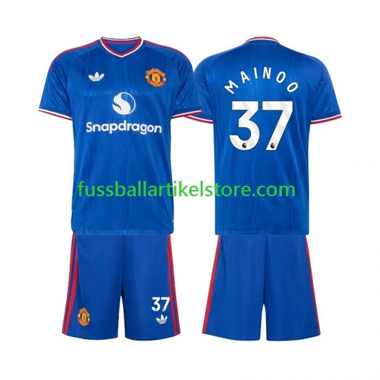 Manchester United Auswärtsausrüstung Kobbie Mainoo 37 2026-2027 Kinder Set(Trikot und Hose) S/S