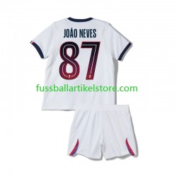 Paris Saint-Germain Auswärtsausrüstung Joao Neves 87 2026-2027 Kinder Set(Trikot und Hose) S/S