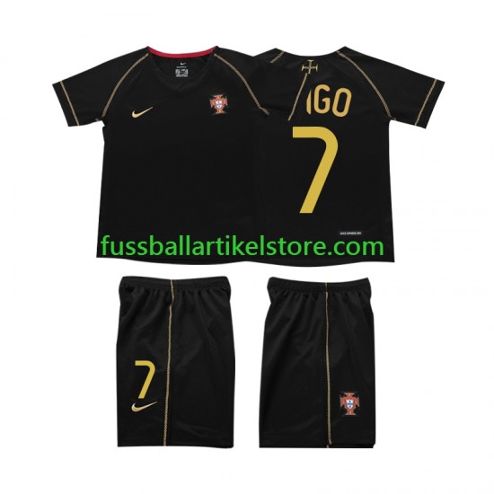 Portugal Auswärtsausrüstung FIGO 7 Retro 2006 Kinder Set(Trikot und Hose) S/S