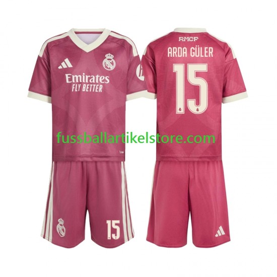 Real Madrid Ausweichausrüstung Arda Guler 15 2026-2027 Kinder Set(Trikot und Hose) S/S