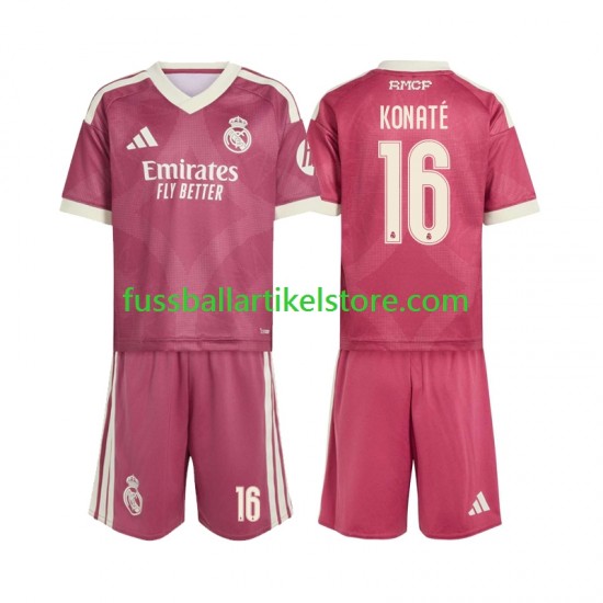 Real Madrid Ausweichausrüstung Ibrahima Konate 16 2026-2027 Kinder Set(Trikot und Hose) S/S