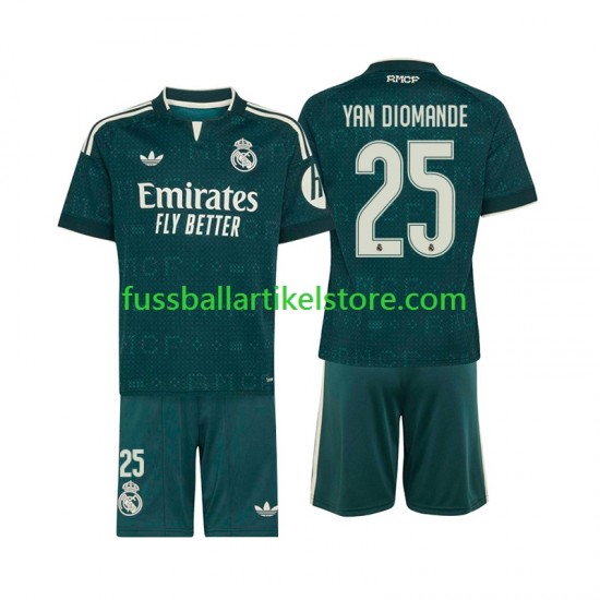 Real Madrid Auswärtsausrüstung Yan Diomande 25 2026-2027 Kinder Set(Trikot und Hose) S/S