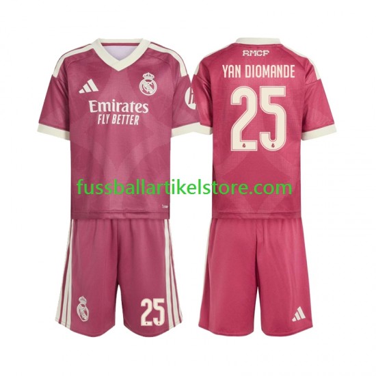 Real Madrid Ausweichausrüstung Yan Diomande 25 2026-2027 Kinder Set(Trikot und Hose) S/S