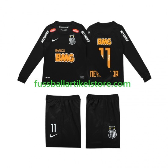 Auswärtsausrüstung Santos NEYMAR JR 11 Retro Classic 2012 2013 Kinder Set(Trikot und Hose) L/S