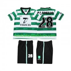 Sporting CP Heimausrüstung Cristiano Ronaldo 28 Retro 1999 2000 Kinder Set(Trikot und Hose) S/S