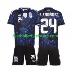 Argentinien Auswärtsausrüstung Enzo Fernandez 24 World Cup 2026 Kinder Set(Trikot und Hose) S/S
