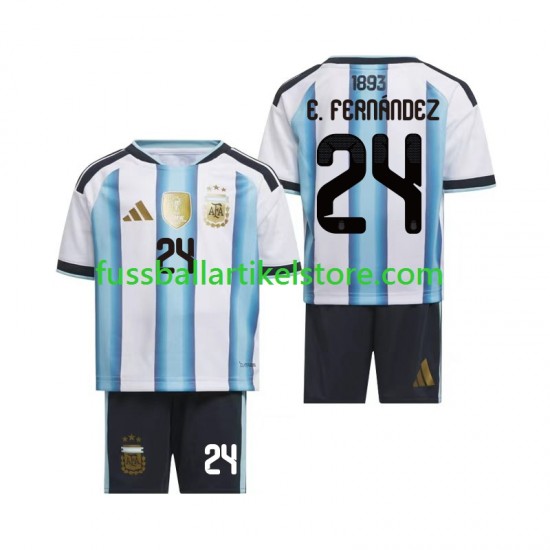 Argentinien Heimausrüstung Enzo Fernandez 24 World Cup 2026 Kinder Set(Trikot und Hose) S/S