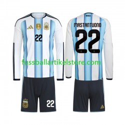 Argentinien Heimausrüstung Franco Mastantuono 22 World Cup 2026 Kinder Set(Trikot und Hose) L/S