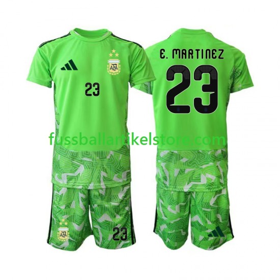 Argentinien Ausweichausrüstung Torwart Emiliano Martinez 23 World Cup 2026 Kinder Set(Trikot und Hose) S/S