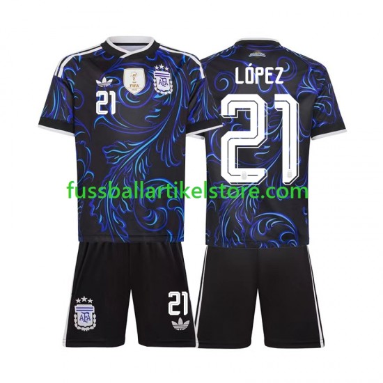 Argentinien Auswärtsausrüstung Jose Manuel Lopez 21 World Cup 2026 Kinder Set(Trikot und Hose) S/S