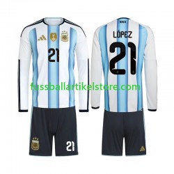 Argentinien Heimausrüstung Jose Manuel Lopez 21 World Cup 2026 Kinder Set(Trikot und Hose) L/S