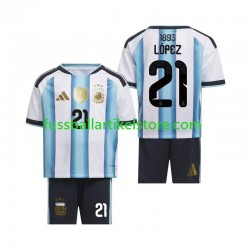 Argentinien Heimausrüstung Jose Manuel Lopez 21 World Cup 2026 Kinder Set(Trikot und Hose) S/S