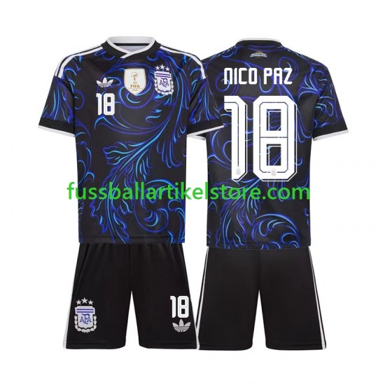 Argentinien Auswärtsausrüstung Nico Paz 18 World Cup 2026 Kinder Set(Trikot und Hose) S/S