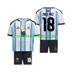 Argentinien Heimausrüstung Nico Paz 18 World Cup 2026 Kinder Set(Trikot und Hose) S/S