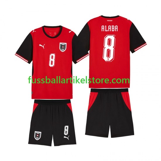 Österreich Heimausrüstung David Alaba 8 World Cup 2026 Kinder Set(Trikot und Hose) S/S