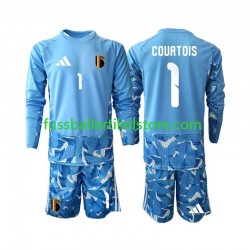 Belgien Heimausrüstung Torwart Thibaut Courtois 1 World Cup 2026 Kinder Set(Trikot und Hose) L/S