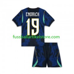 Brasilien Auswärtsausrüstung Endrick 19 World Cup 2026 Kinder Set(Trikot und Hose) S/S