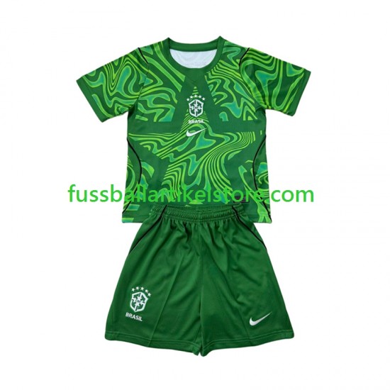 Brasilien Auswärtsausrüstung Torwart World Cup 2026 Kinder Set(Trikot und Hose) S/S