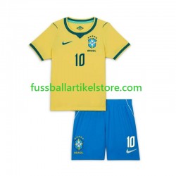 Brasilien Heimausrüstung Neymar JR 10 World Cup 2026 Kinder Set(Trikot und Hose) S/S