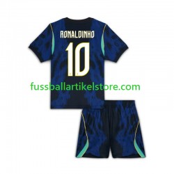 Brasilien Auswärtsausrüstung Ronaldinho 10 World Cup 2026 Kinder Set(Trikot und Hose) S/S