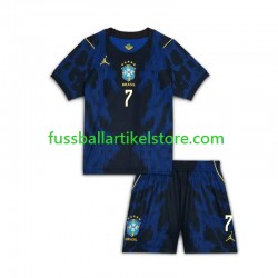 Brasilien Auswärtsausrüstung Vinicius Junior 7 World Cup 2026 Kinder Set(Trikot und Hose) S/S