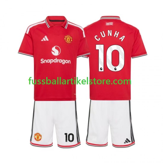 Manchester United Heimausrüstung Matheus Cunha 10 2026-2027 Kinder Set(Trikot und Hose) S/S