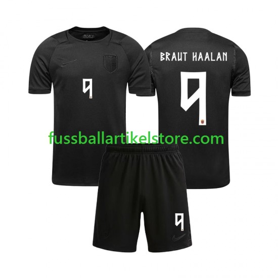 Norwegen Auswärtsausrüstung Braut Haaland 9 World Cup 2026 Kinder Set(Trikot und Hose) S/S