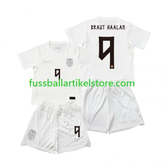 Norwegen Ausweichausrüstung Braut Haaland 9 World Cup 2026 Kinder Set(Trikot und Hose) S/S