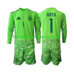 Spanien Torwart David Raya 1 6th Green color World Cup 2026 Kinder Set(Trikot und Hose) L/S