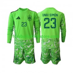 Spanien Torwart Unai Simon 23 6th Green color World Cup 2026 Kinder Set(Trikot und Hose) L/S