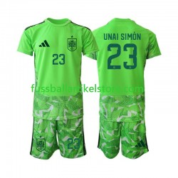 Spanien Torwart Unai Simon 23 6th Green color World Cup 2026 Kinder Set(Trikot und Hose) S/S