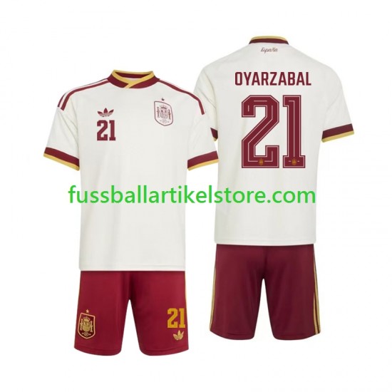 Spanien Auswärtsausrüstung Mikel Oyarzabal 21 World Cup 2026 Kinder Set(Trikot und Hose) S/S